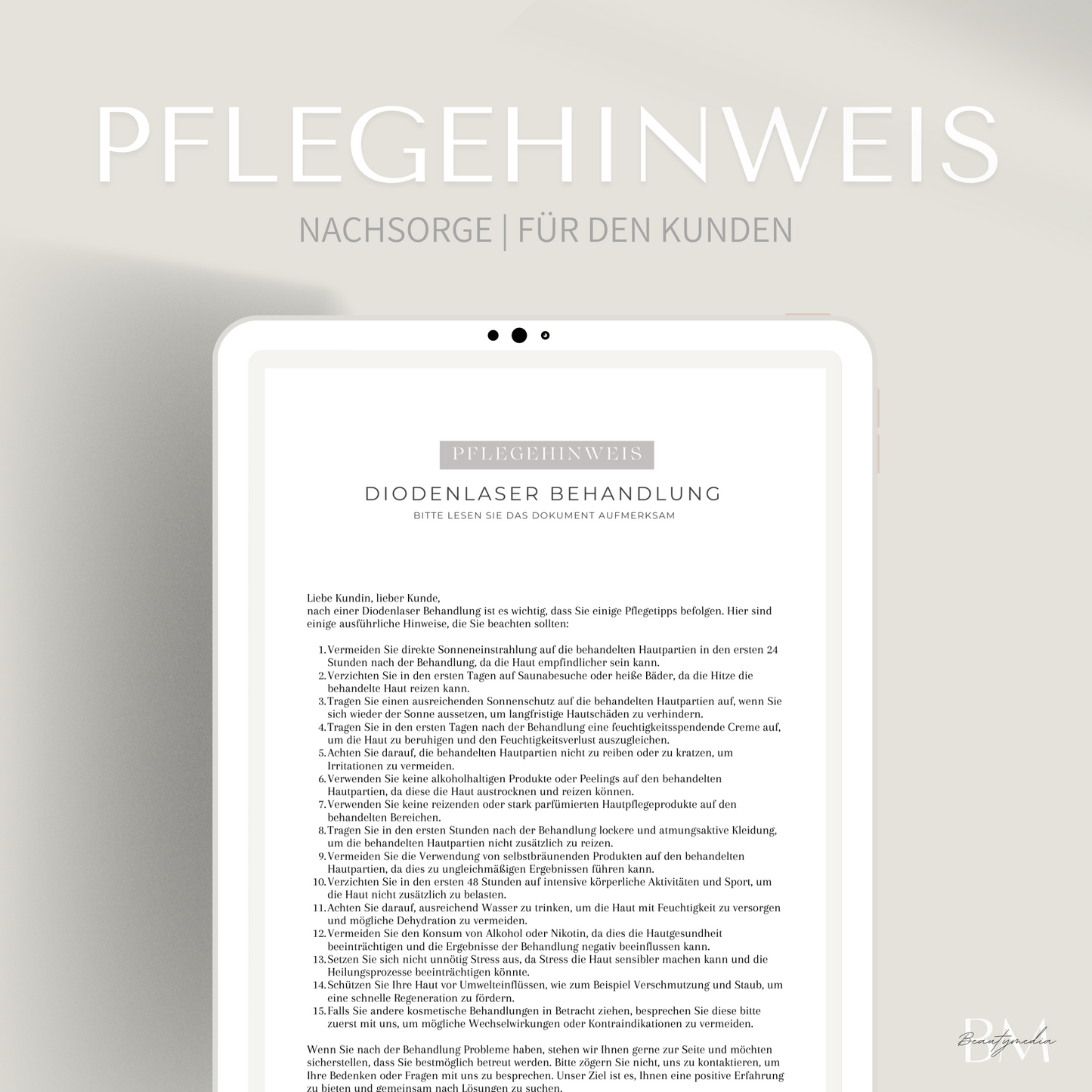 Pflegehinweis Diodenlaser