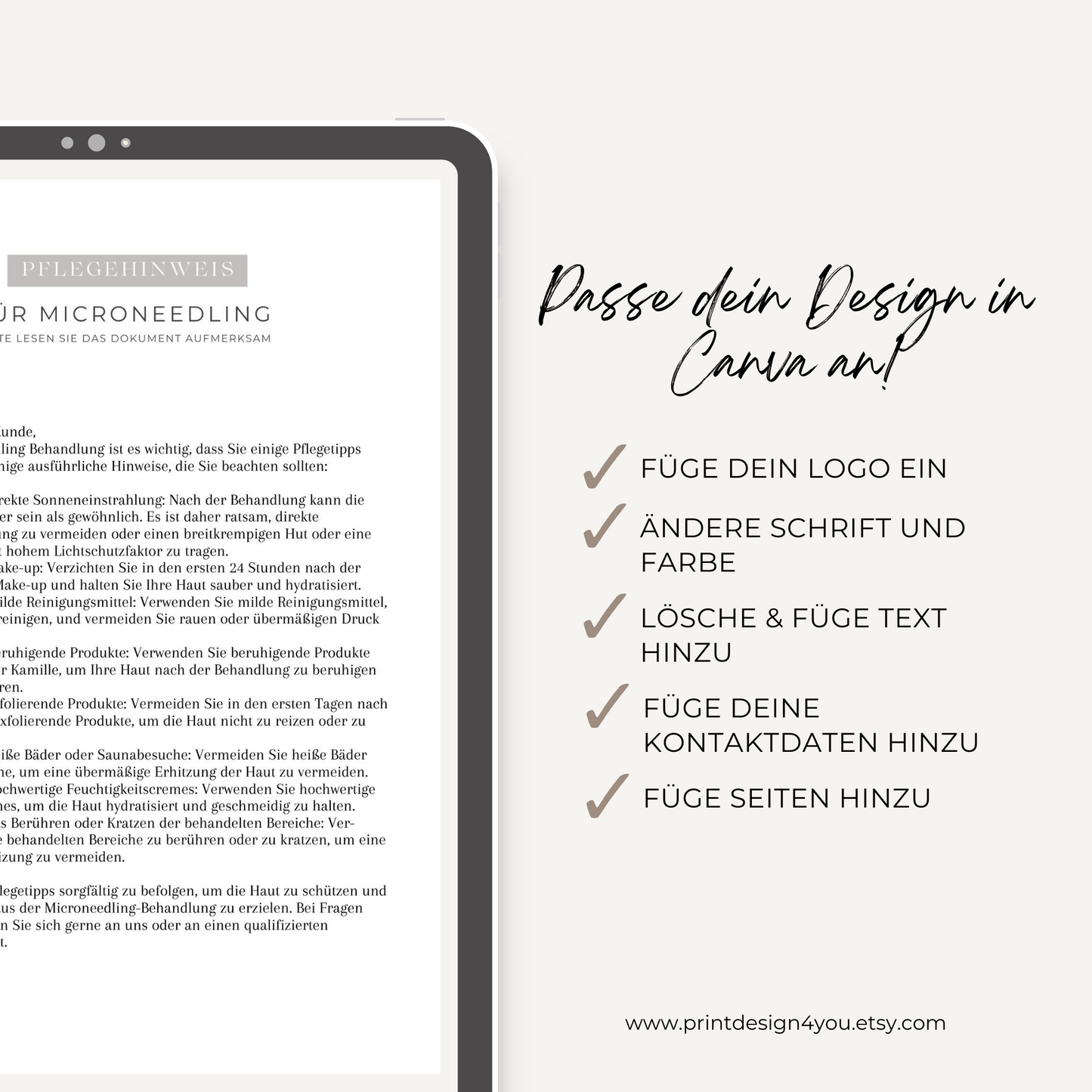 Pflegehinweis für Microneedling