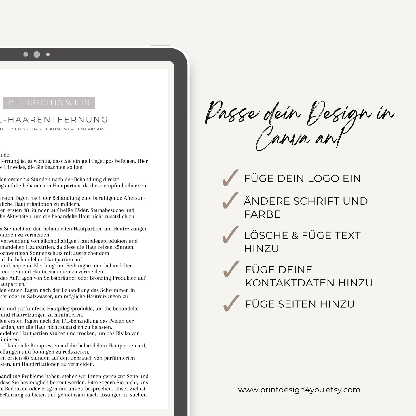 Pflegehinweis IPL Haarentfernung