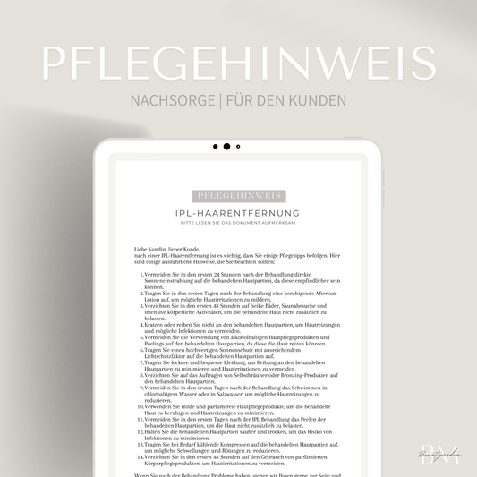 Pflegehinweis IPL Haarentfernung