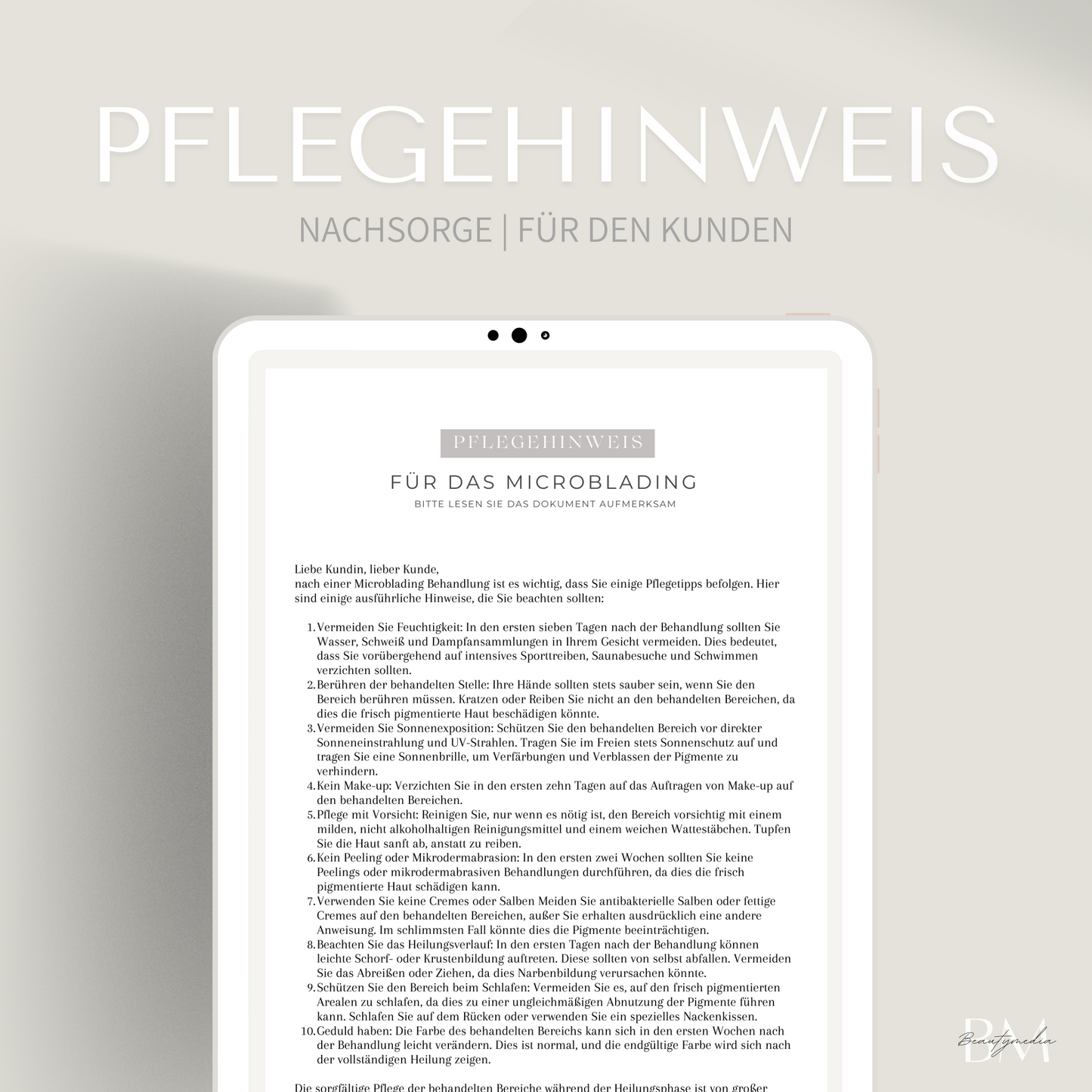 Pflegehinweis Microblading