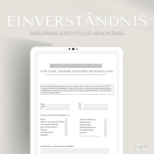 Einverständnisformular für Zahnbleaching